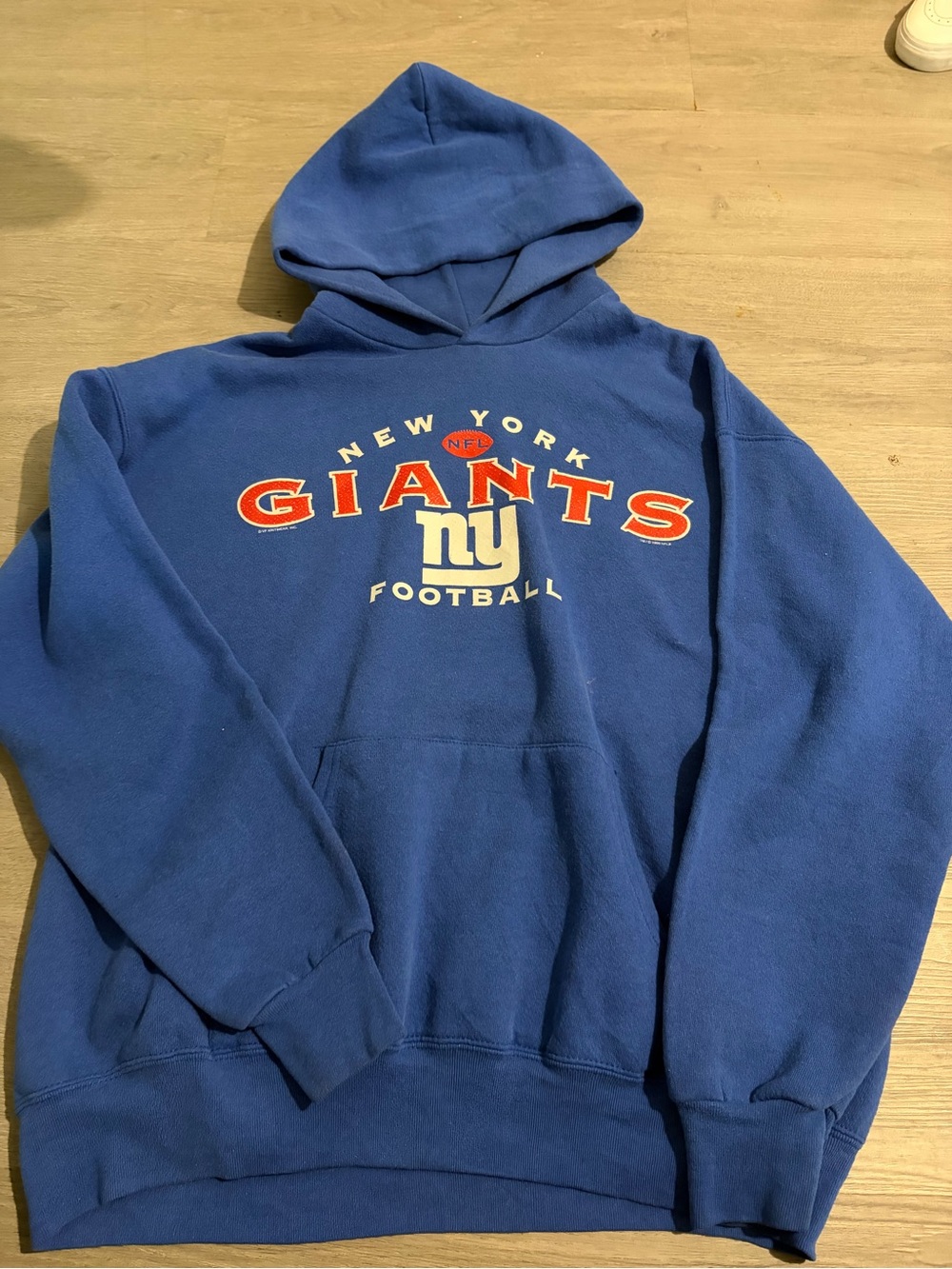VTG 90s Lee Sport NY Giants Football Pullover Hoodie Medium Blue